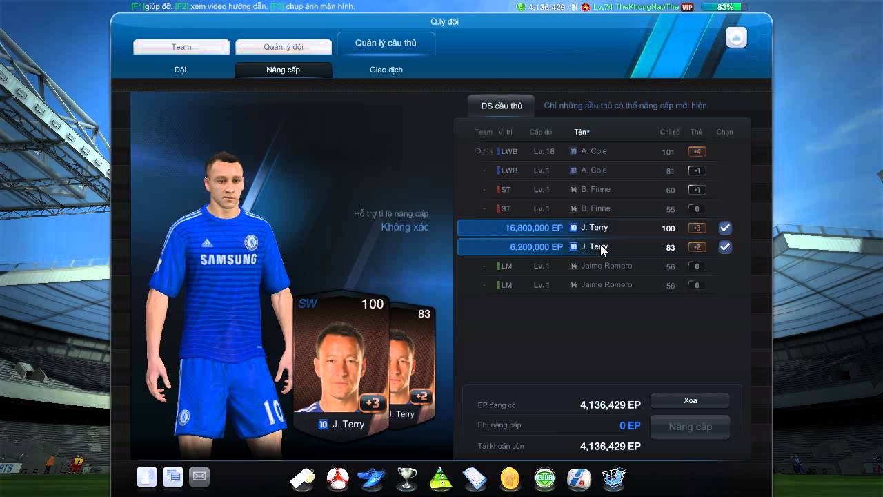 FIFA ONLINE 3 ép thẻ J. Terry U10 3+2=? (hướng dẫn cách ép thẻ lên +4) - YouTube