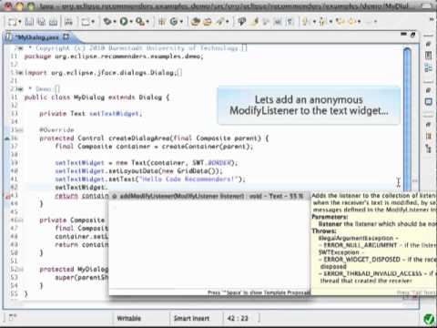 Intelligent Eclipse Method Calls Completion Engine in Action