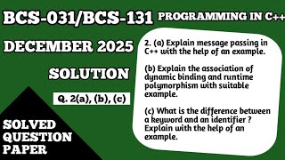 P4- Message Passing, Dynamic Binding and Runtime Polymorphism | Keyword & Identifier | BCS131 Study