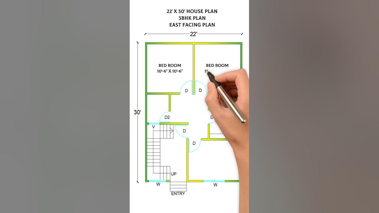 22x30-house-plan-3bhk-660sqft-plan-house-shortvideo-housedesign