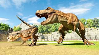 Tyranosaurus Rex vs Scorpios Rex (FIGHT & ESCAPE) - Jurassic World Evolution 3