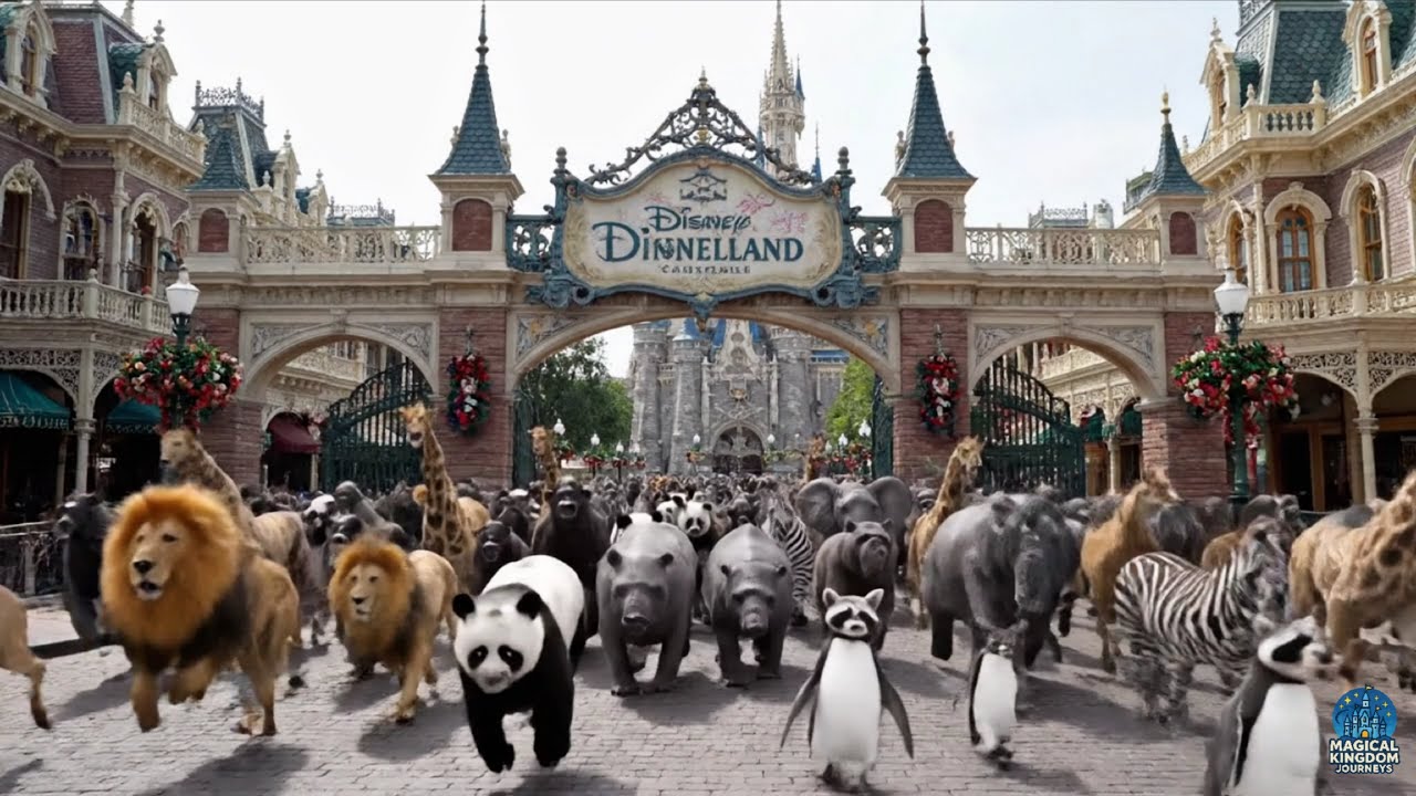 Animals Took Over Disneyland for a Day? Real footage 4k