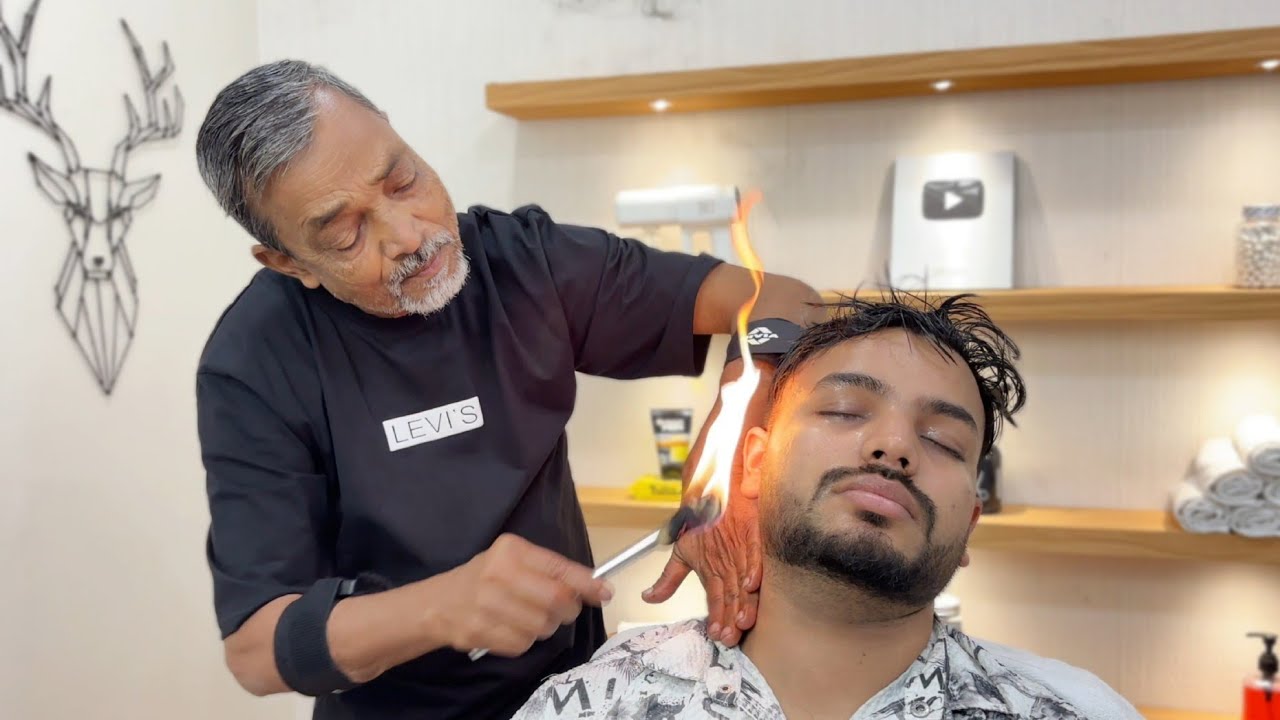 FIRE MASSAGE 🔥by WARIS BARBER💆🏻‍♂️| HEAD MASSAGE ASMR | asmr massage✨