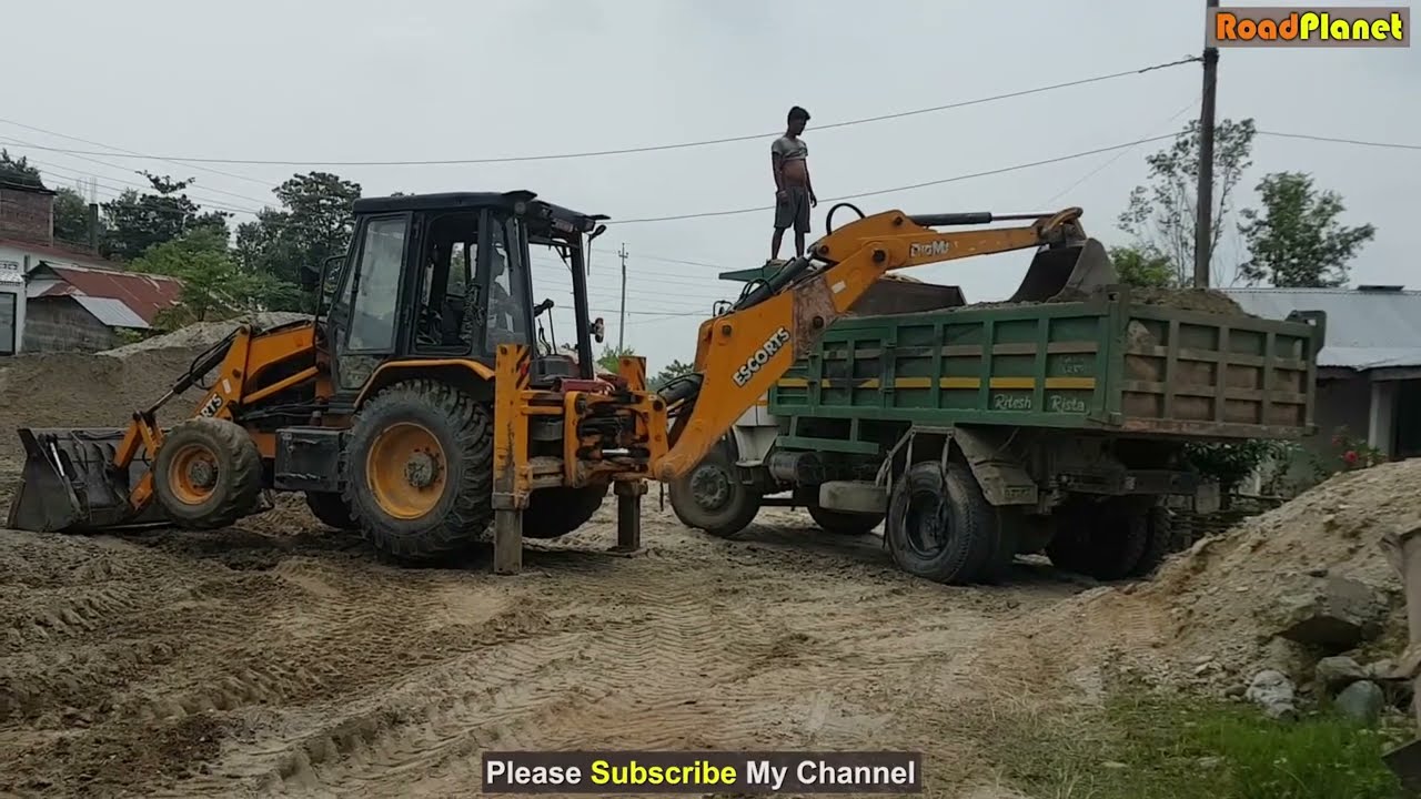 Escorts Dozer Loading Sand in Dump Truck | Powerful Backhoe Working Video