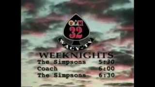 UPN 32/36 Promo: Summer Just Got Dumber
WACY-TV promo for a summer schedule change sandwiching nightly reruns of Coach in between nightly reruns of The Simpsons. I seem to remember some trepidation from the general managers office downstairs that we were fessing up to our shows being dumber. (I just called it truth in advertising and tried to make the promo as funny as I could!)
A NOTE ABOUT VIDEO QUALITY
I began archiving my work-related video years before YouTube existed. It was an age of darkness, an age of limited web storage, an age of... {shudder} ...dial-up connections.
More to the point, my work archive at my site was all dependent on... {shudder some more} ...Adobe Flash. These videos were converted, usually from either the master MII or Beta tapes of from VHS dubs, with a program called Sorenson Squeeze. Sorenson is great for what it does, but with scenes featuring a lot of motion, theres often a lot of pixellation and motion artifacting thats considered unacceptable these days. The Sorenson files were also generated at a very small resolution, and thus the video extracted from them could only be the same resolution. (I no longer work at any of the TV stations for whom I produced these spots, and as such no longer have access to the master tapes.)
I hope you enjoy this little walk down local TV memory lane. UPN 32/36 Promo: Summer Just Got Dumber