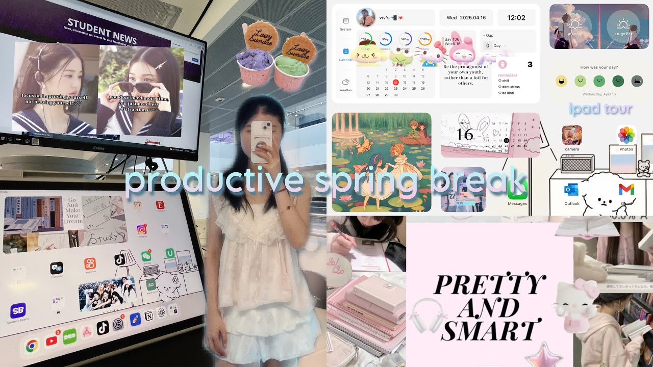 🍵productive spring break🍃| studying for finals📖, cafe hopping + iPad tour📲