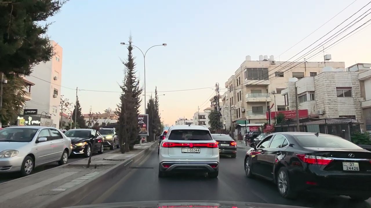 جولة بالسيارة في عمان شارع المدينه المنوره وقت الغروب 🚗|  Driving Tour in Amman