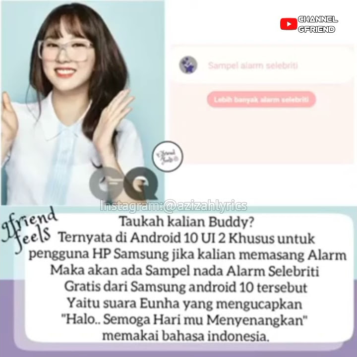 Alarm eunha Versi bahasa indonesia di hp Samsung android 10 || Channel Gfriend
