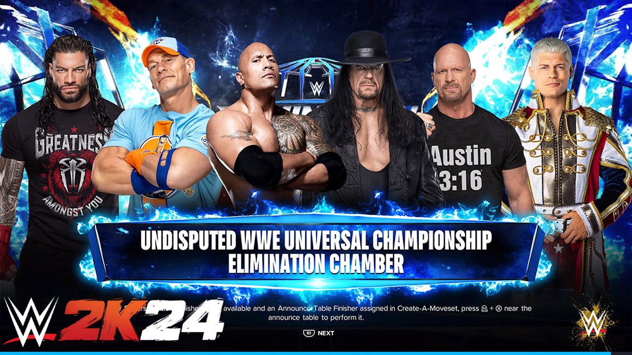 WWE 2K24 - 6 Man Elimination Chamber Match | John Cena, Roman Reigns, Cody Rhodes PS5 [4K]