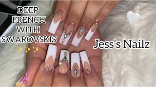 DEEP FRENCH SET WITH SWAROVSKIS | Jess’s Nailz