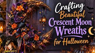 Harvest and Halloween Crescent Moon Wreaths