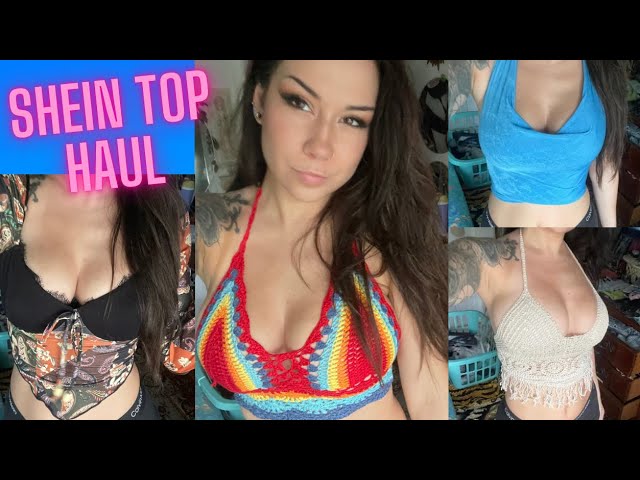 Asmr SHEIN crop top/shirt try on haul. Crocheted. summer 2023. Soft spoken, crinkling, rambles
