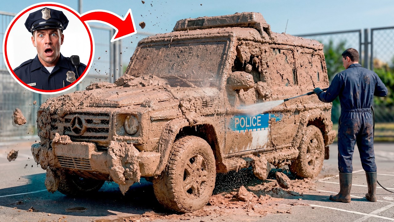 First Wash of Abandoned POLICE Mercedes G63 | Removing Dirt From Forgotten POLICE G-wagon