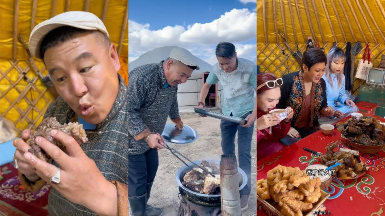 Традиционные монгольские жители готовят вкусную еду на открытом воздухе, на пастбище! 50 #еда