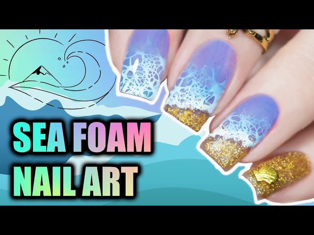 SUMMER BEACH NAILS | Sea Foam Nail Art | Sandwich Technique Gel Nails