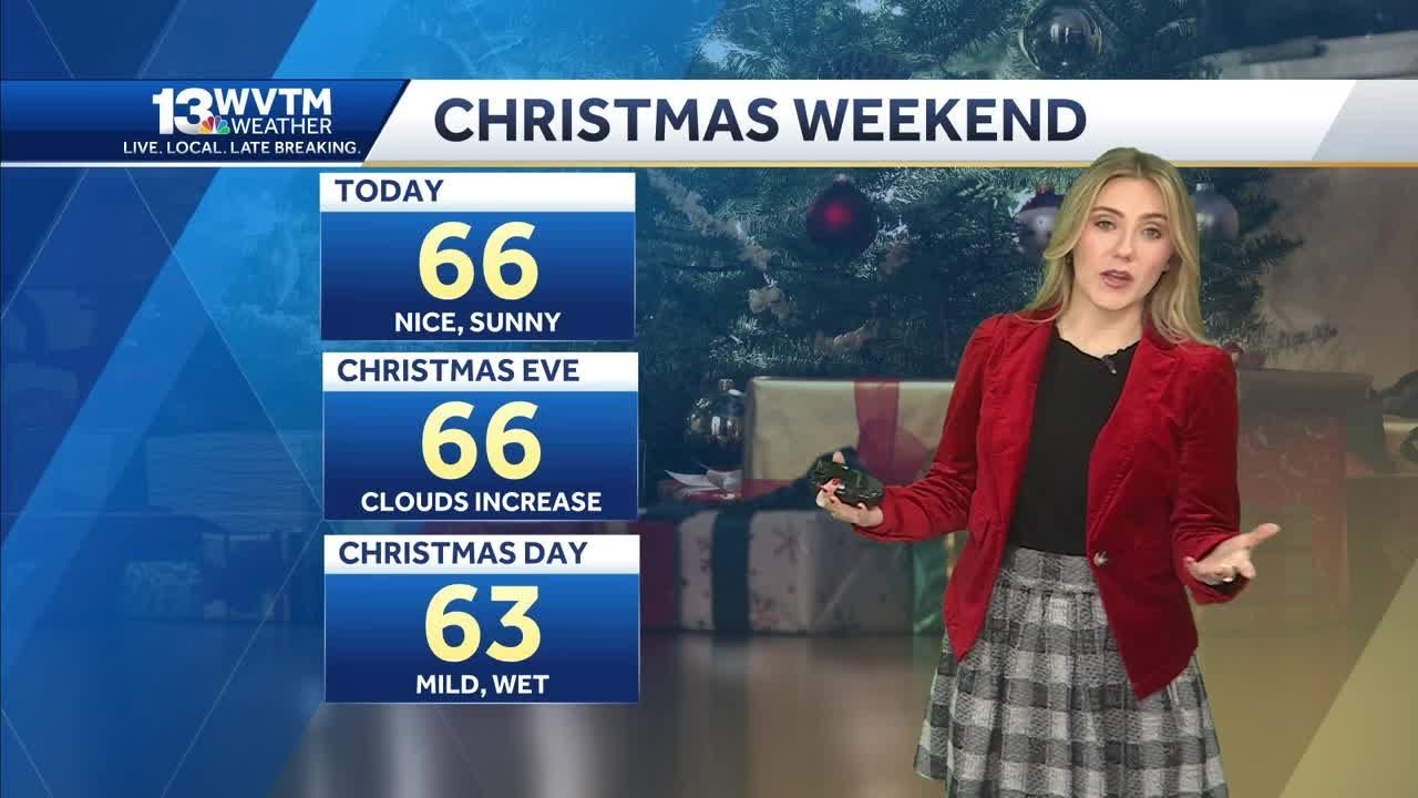 Dry and mild Saturday. Showers arrive Christmas Eve night continuing ...