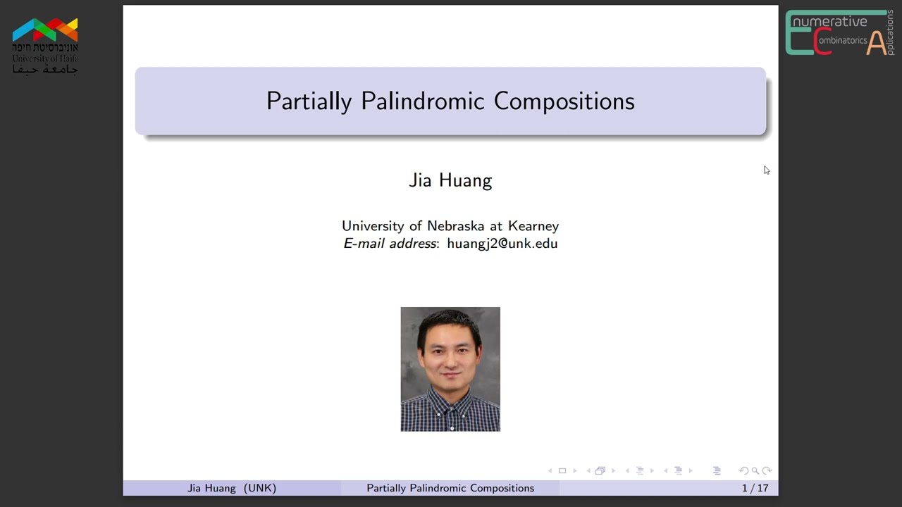 ICECA 2023 - Jia Huang - International Conference on Enumerative Combinatorics & Applications