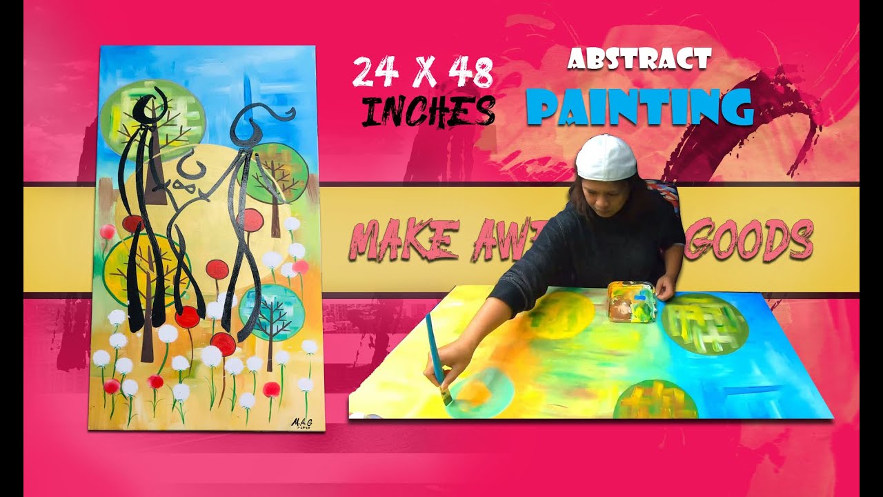 Random Painting in 24 x 48 inches canvas ( Feeling : Disappointed )