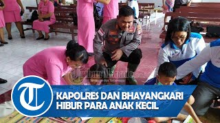 Sekolah Diliburkan, Kapolres dan Bhayangkari Polres Sangihe Hibur Para Anak Korban Bencana