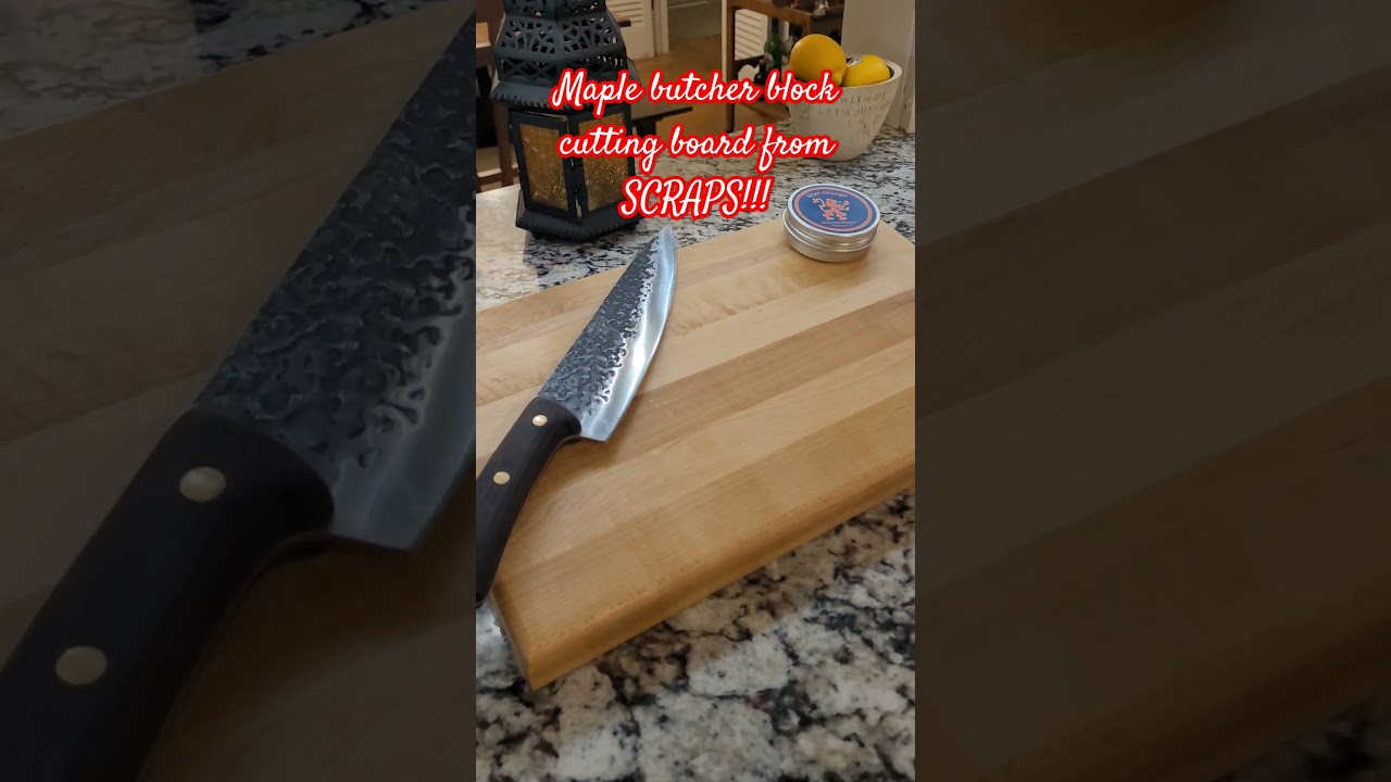 Maple butcher block cutting board from SCRAPS!!!  Custom FOWW burned logo!  🔥 