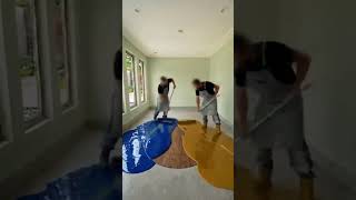 Ocean Epoxy Bedroom Transformation  #epoxyfloor  #timelapse#renovation #shorts