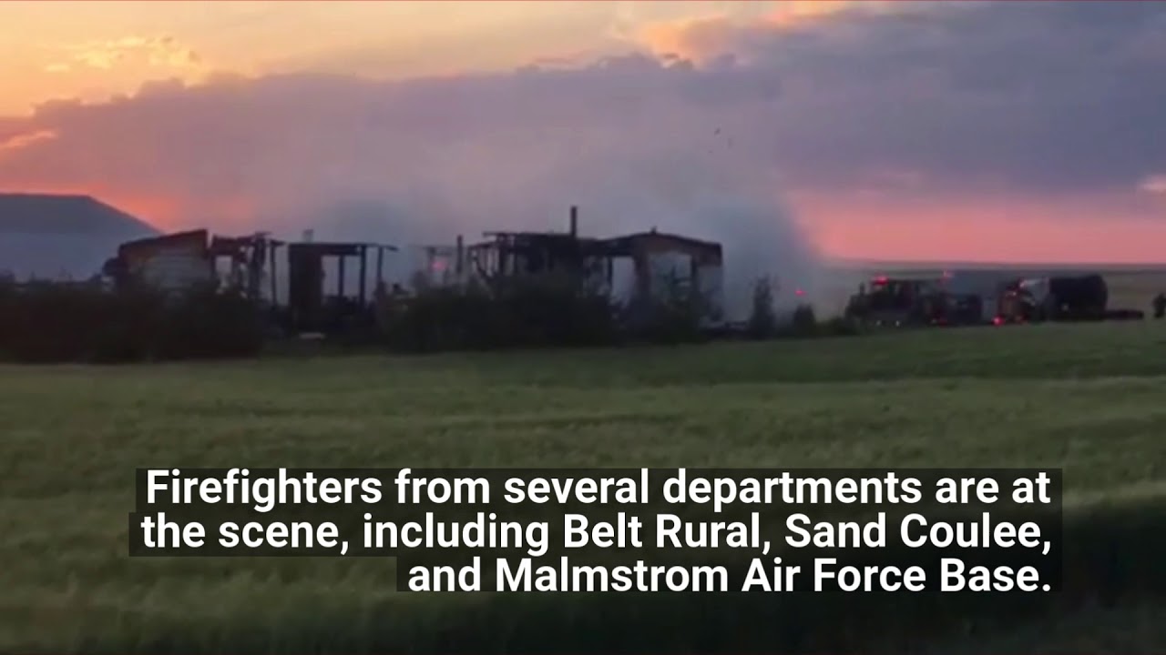 Crews fighting house fire near Belt - YouTube