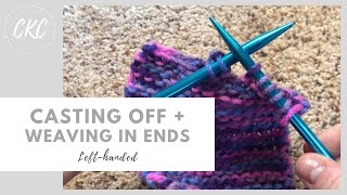 How to Knit // Casting Off & Weaving In Ends for Kids // Lefthanded Tutorial (without music)