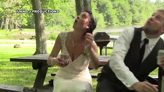 Video shows newlyweds barely escape tree branch