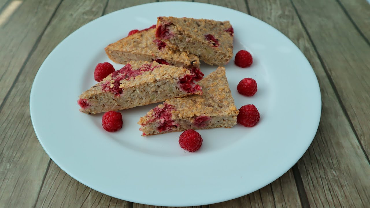 Desert dietetic cu ovaz, banane si zmeura