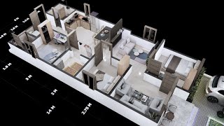 Desain Rumah 6x14 Meter, 3 Kamar Tidur dengan Estimasi Biaya Desain Rumah 6x14 Meter, 3 Kamar Tidur dengan Estimasi Biaya