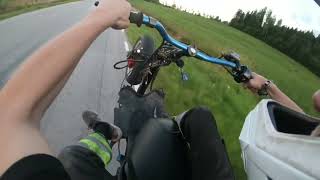 Yamaha Neos wheelies and big crash