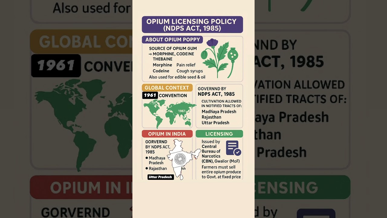 New Opium Licensing Policy 2025-26 | India expands legal poppy cultivation
