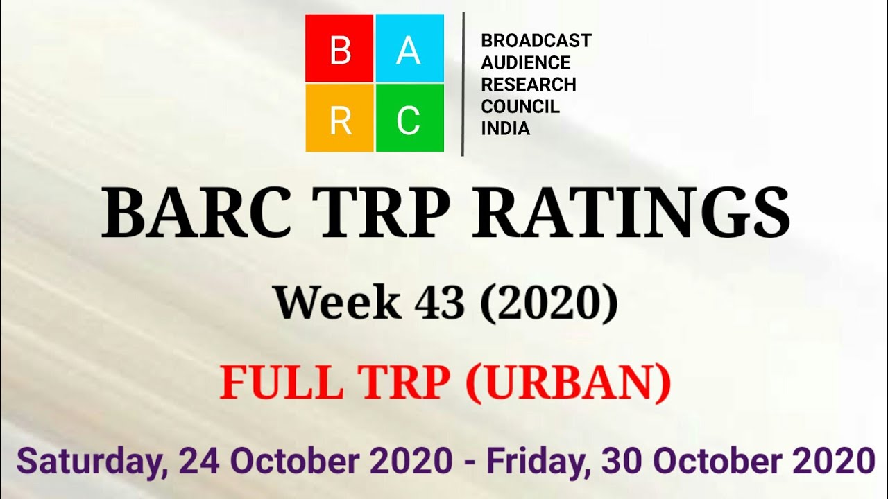 BARC TRP Ratings Week 43 (2020) : Full TRP Report (Urban)