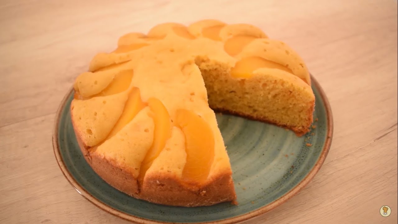 ¡Deliciosa y esponjosa TORTA de durazno SIN HORNO!