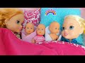 Elsa Anna Toddlers Babysitting Barbie's Baby Doll Triplets!👶🍼