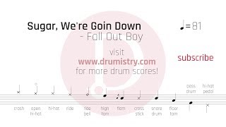 Fall Out Boy - Sugar, We're Goin Down Drum Score Resimi