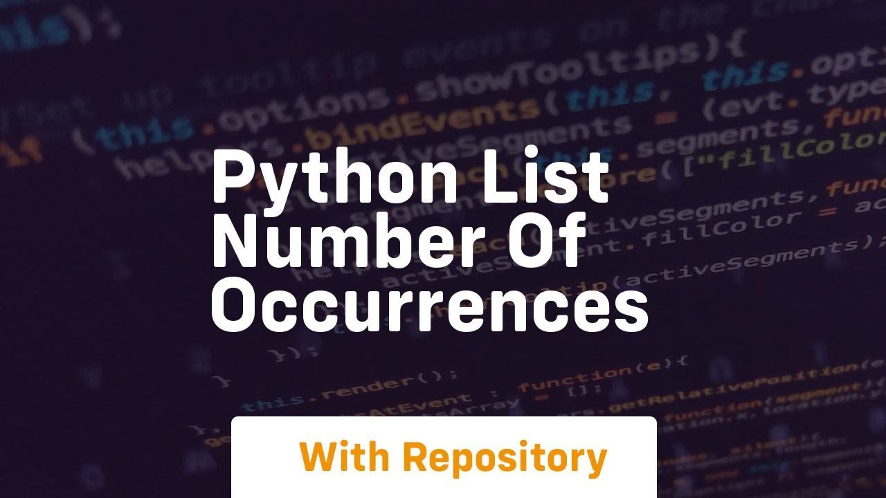 python list number of occurrences - YouTube