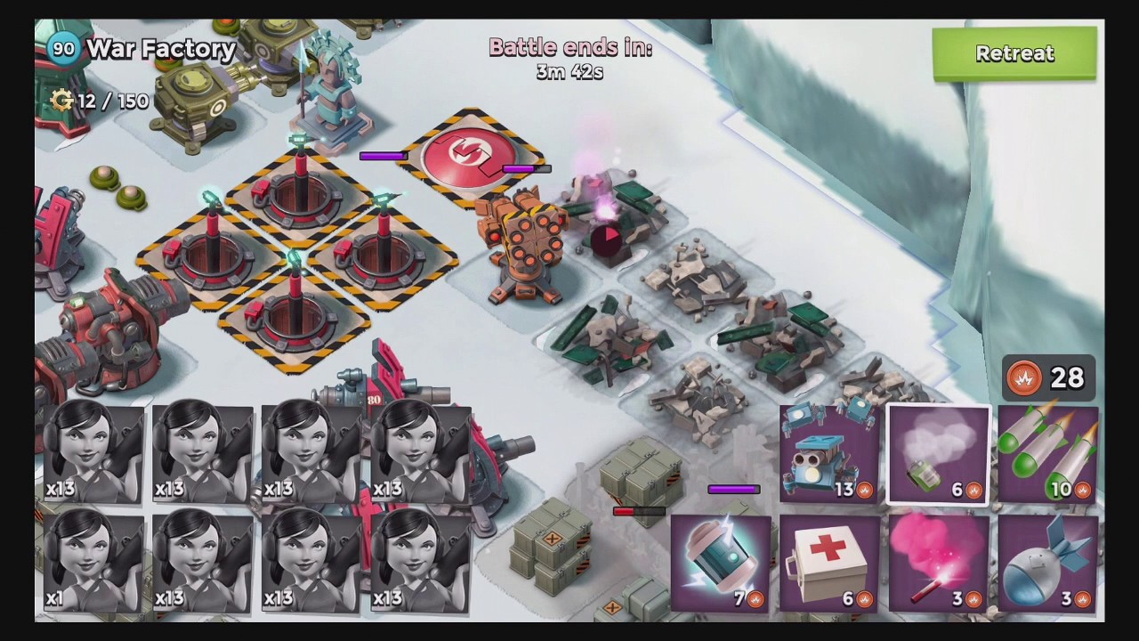 War Factory in 4 attacks with ZERO Offensive Statues!