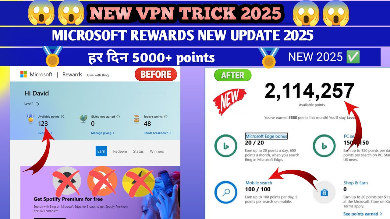 Microsoft rewards new vpn trick 2025 || all problems solved 😍 - YouTube