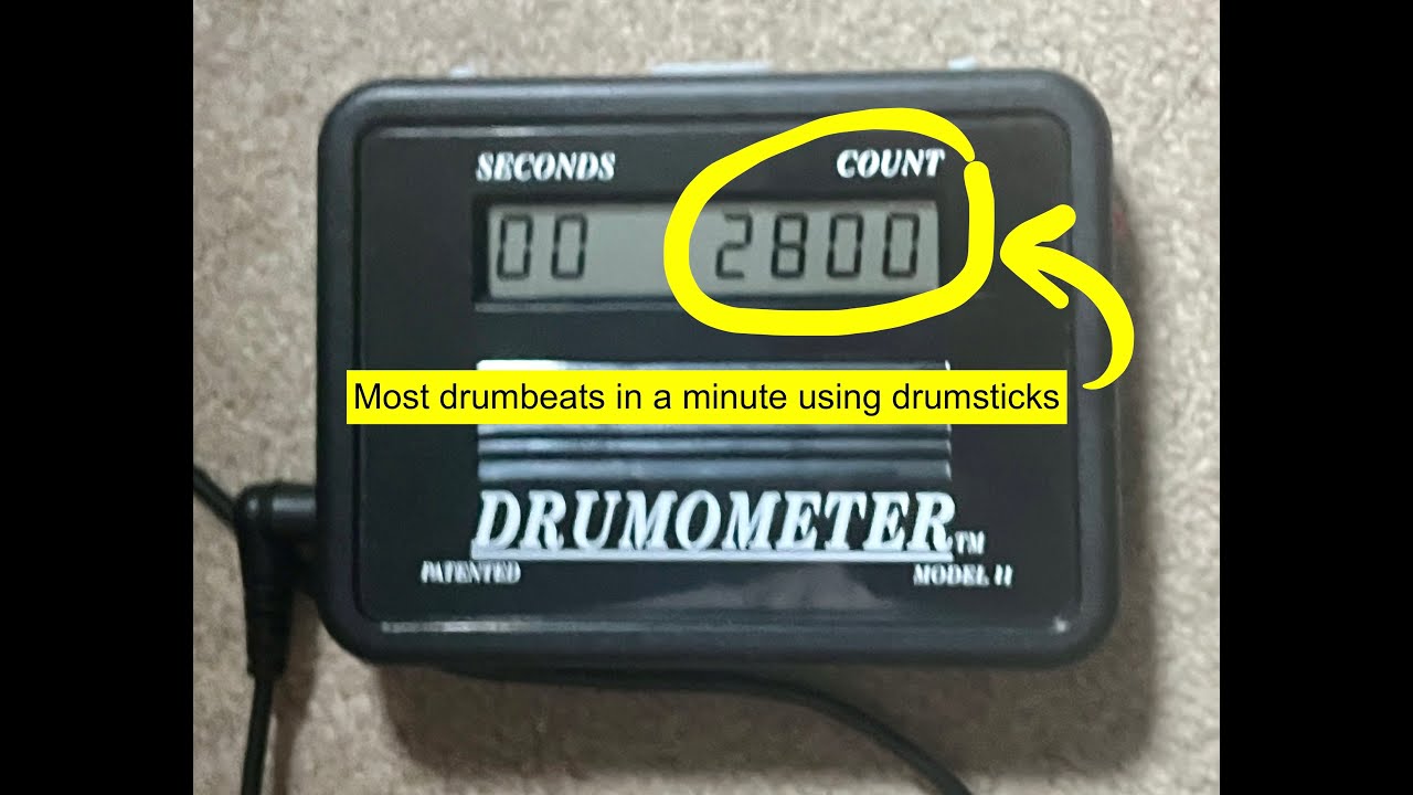 The most drumbeats in a minute using drumsticks is 2800 ...