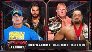 Wwe raw 2015 - john cena & roman reigns vs brock lesnar rusev full
match hd! game: 15 event: show subscribe for more v...