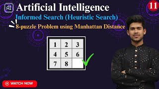 11.  [8 puzzle Problem solved] | Manhattan Distance | Heuristic value | Artificial Intelligence
