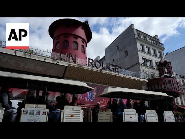 Windmill atop Paris’ famous 19th century Moulin Rouge cabaret falls from roof