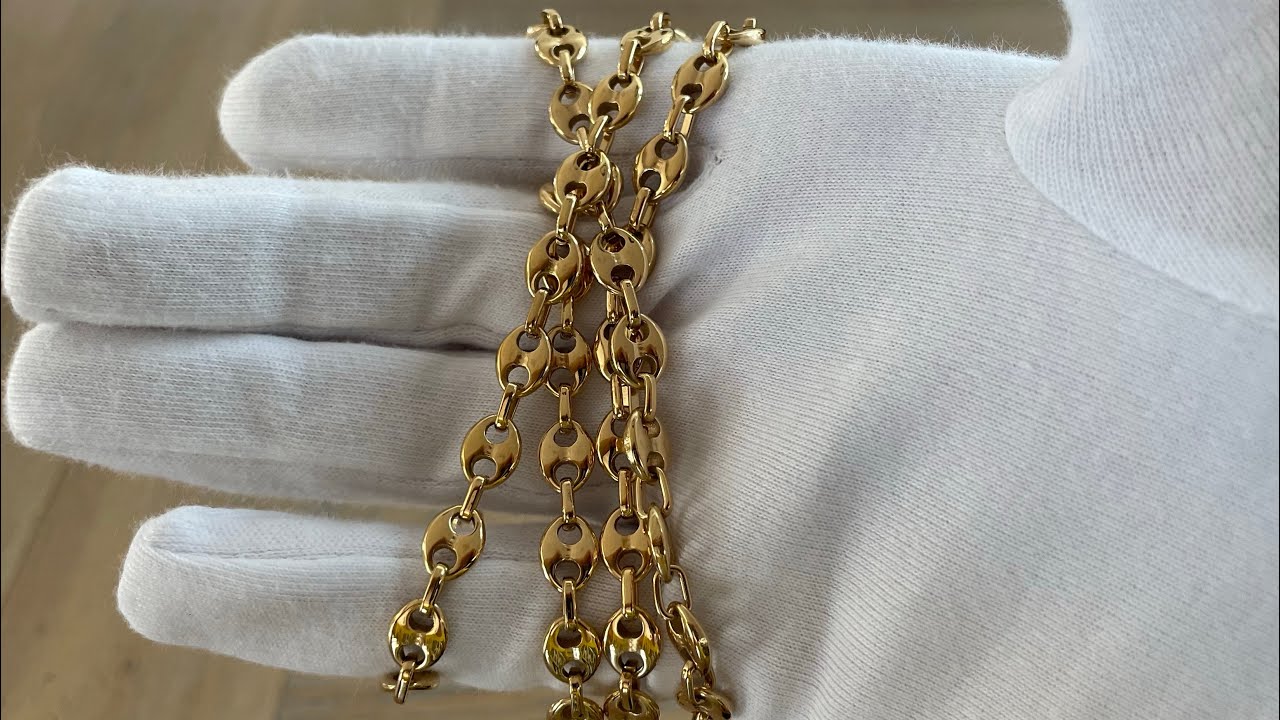 Parure Bracelet & Chaîne Plaqué Or Maille Grain De Café - Occasion, Style Rétro Chic