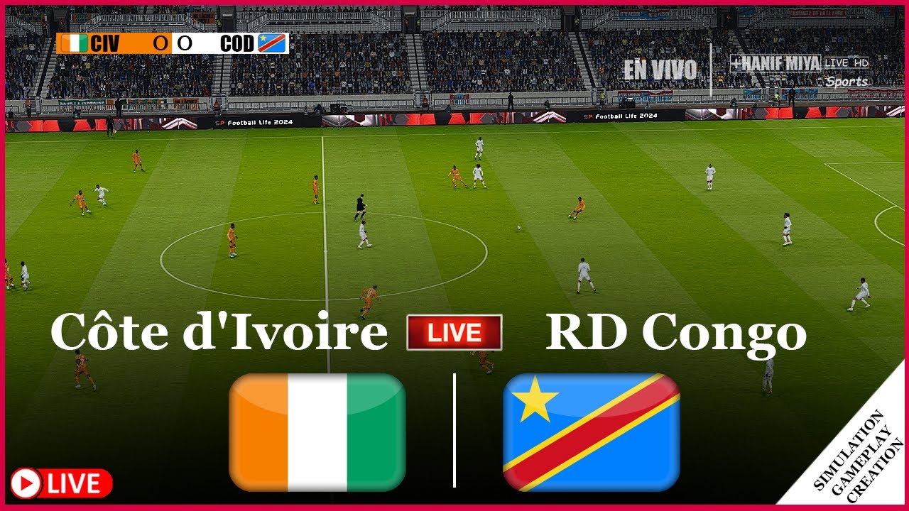 EN DIRECT; Côte d'Ivoire vs RD Congo LIVE 2024 /Coupe d'Afrique des Nations/Simulation de 