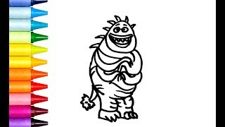 How to draw Thaddeus Bile from Monsters, Inc. with crayons