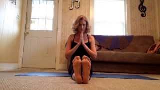 Yoga, stretching, lotus position, breathing, relaxation for a rainy day.