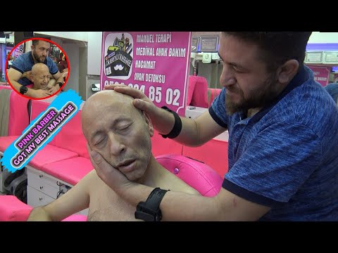 PINK BARBER GOT MY BEST MASSAGE & BEST CRACK & asmr head, back, arm, foot, leg, face, ear massage