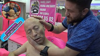 PINK BARBER GOT MY BEST MASSAGE & BEST CRACK & asmr head, back, arm, foot, leg, face, ear massage