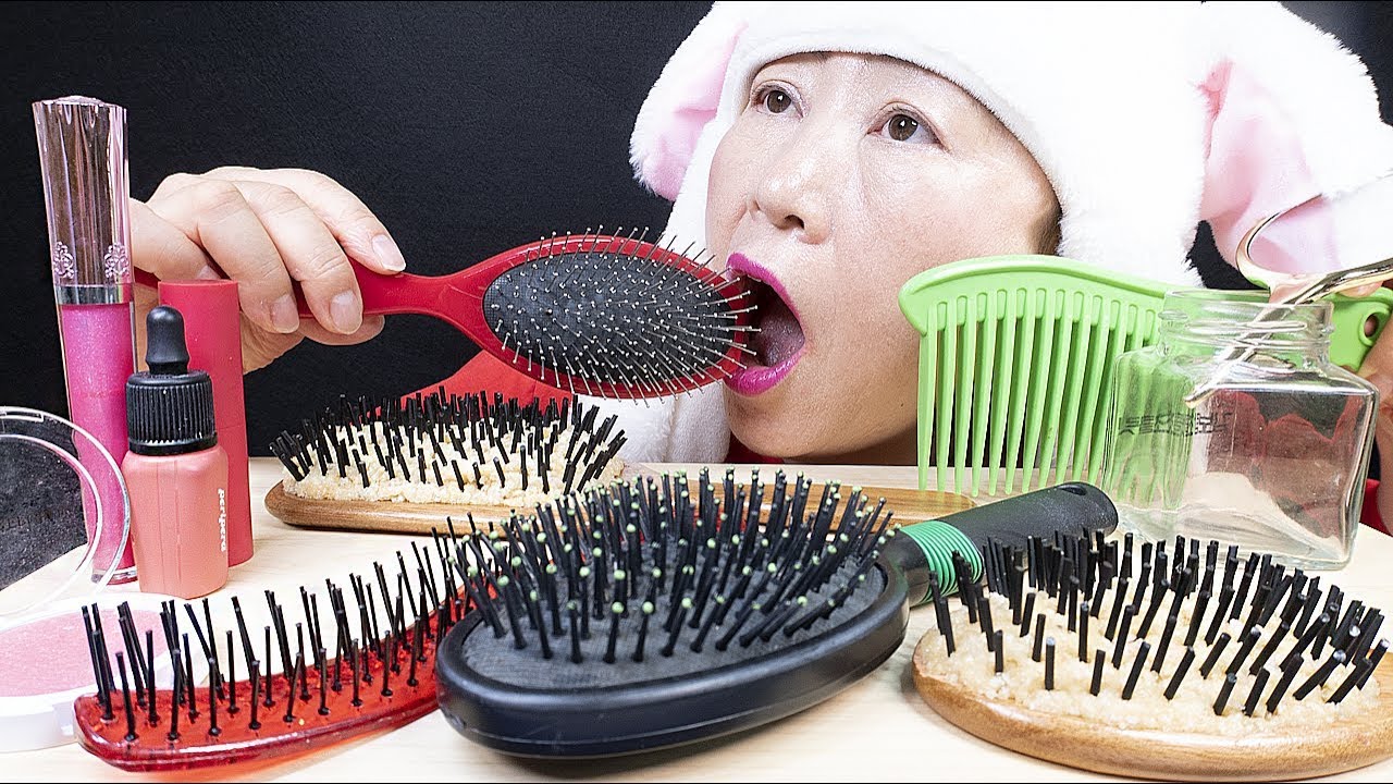 ASMR 먹는 빗 먹방 EDIBLE HAIR BRUSH MUKBANG EXTREME CRUNCHY&CRISPY EATING
